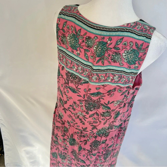 J Jill Dreamscape Border Print Maxi Dress Pink Floral Sleeveless Size Small - Picture 10 of 16